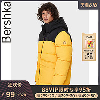 Bershka男士 宽松休闲拼色面包服连帽加厚棉服外套 06397086300