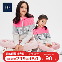 Gap女童休闲套头连帽卫衣春527651 LOGO时尚连帽衫亲子装