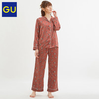 GU极优女装缎纹睡衣Disney米奇迪士尼合作款复古家居服套装323365