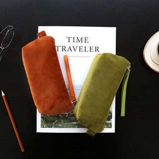 kinbor大容量笔袋文具袋女韩国创意简约天鹅绒化妆包旅行小收纳包