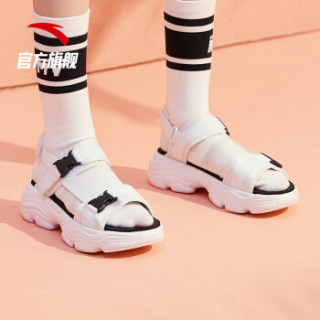 92926992 沙滩凉鞋女夏季时尚仙女平底休闲鞋沙滩鞋运动凉鞋女 安踏白