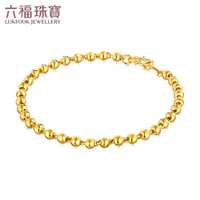 六福珠宝足金手链女款光面路路通黄金转运珠手链计价B01TBGB0030