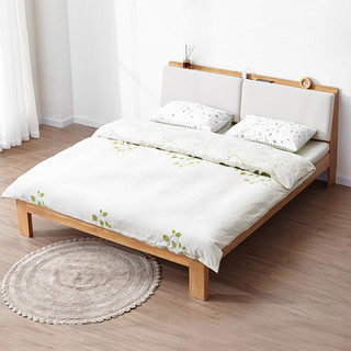 YESWOOD 源氏木语 纯实木床 北欧橡木储物床简约现代卧室软包床环保双人床