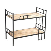 奈高 NG双层床双人铁床铁艺钢架床简约现代员工学校宿舍公寓床 2000*1500*1700木床板黑色