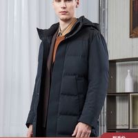 波司登新款鹅绒保暖商务品质可脱卸帽中长款羽绒服男B90141807