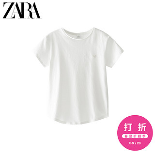 ZARA 新款 童装女童 春夏新品 心形装饰素色 短袖T恤 00895112250
