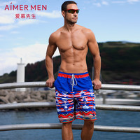 aimer men爱慕先生新品时尚风情印花抽绳细腻短沙滩裤中裤82C84