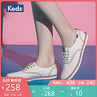 Keds旗舰店宽楦美式棒球风帆布鞋小白鞋女单鞋复古休闲鞋WF52476