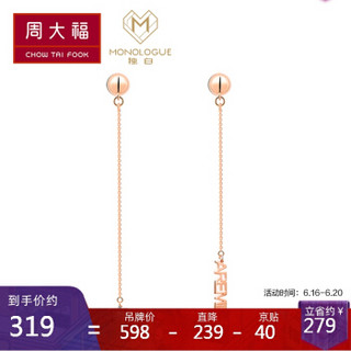 CHOW TAI FOOK 周大福 MIX系列 MA537 女士银质镶托帕石字母耳环