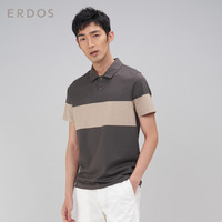 ERDOS 轻薄小翻领撞色男POLO衫领口特色剪裁休闲短袖棉T恤男