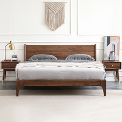 原始原素 全實木床1.8米1.5米北美黑胡桃木輕奢主臥床雙人床B5016