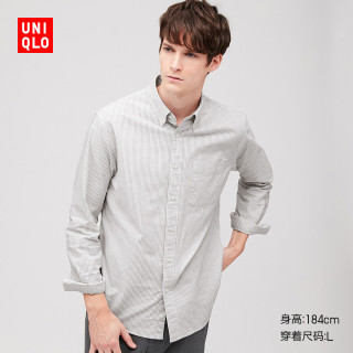 男装牛津纺条纹衬衫长袖426868优衣库uniqlo