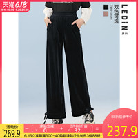 乐町裤子女2020新款夏潮黑色垂感宽松直筒丝绒拖地长裤休闲裤