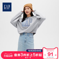 Gap女装圆领套头卫衣春555547 LOGO宽松上衣女士时尚衣服潮