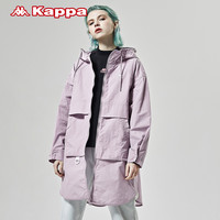 Kappa卡帕女春季防风衣长款梭织外套连帽开衫长袖上衣2020新款