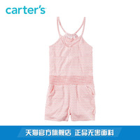 Carters1件式吊带格纹女幼儿连体衣夏连身裤童装271G354