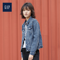 Gap女装短款牛仔夹克232160 E 女士潮流休闲翻领复古工装百搭外套