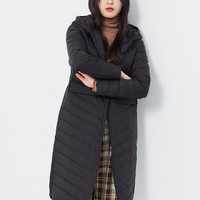 雪中飞 SNOWFLYING2020春秋新款轻薄羽绒服女中长款韩版连帽休闲简约保暖外套