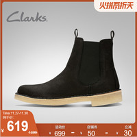 clarks其乐秋冬Desert Peak复英伦风古低跟松紧带短靴女沙漠靴女