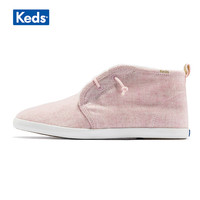 Keds冬新款女毛毛鞋帆布鞋高帮休闲棉鞋加绒保暖粉色板鞋WF55683