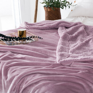 隽优 毛毯 双层法兰绒毯子 夏季毛毯空调被 沙发盖毯办公室夏凉毯 藕粉 150*200cm