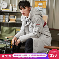 TONLION 唐狮 羽绒服男中长款2019冬季新款连帽工装帅气加厚保暖外套爆款潮