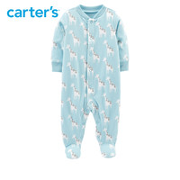 Carters婴儿春夏装宝宝连身衣长袖包脚抓绒保暖哈衣爬服115G588