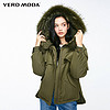 Vero Moda可拆卸貉子毛连帽加厚羽绒服|319123501