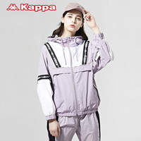 Kappa卡帕串标女款防风衣休闲外套撞色连帽开衫长袖上衣2020新款