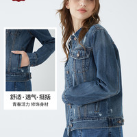 西雅衣家 C&A情侣短款纯棉牛仔夹克女士外套上衣2020春季新款韩版ECD120033