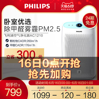 PHILIPS 飞利浦 空气净化器AC1210家用小面积卧室除甲醛雾霾PM2.5小型迷你