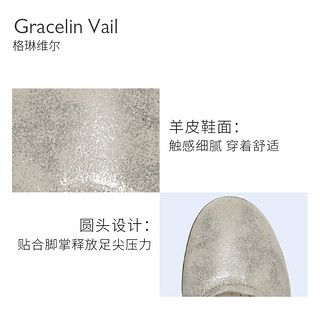 clarks其乐女鞋GracelinVail浅口圆头芭蕾舞平底鞋奶奶鞋一脚蹬女