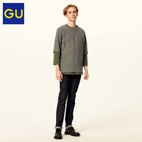 GU极优男装条纹宽松T恤时尚竖条纹圆领短袖2019年夏季新品315832