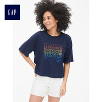 Gap女装短袖T恤夏季468963 2019新款时尚logo字母印花上衣女