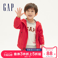Gap男幼童纯色拉链开襟外套春214907 儿童洋气连帽夹克外套潮