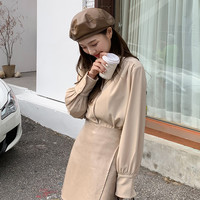 韩都衣舍2020春装新款衬衣V领长袖韩版雪纺衬衫女PS9568禄