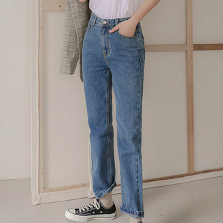 HSTYLE 韩都衣舍 2020春装新款韩版老爹裤薄显瘦直筒阔腿牛仔裤女NG9137茵