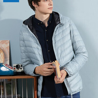 真维斯轻薄羽绒服2019冬装新款男士连帽外套港风修身上衣