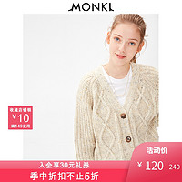 MONKI秋冬 外穿白色开衫女士毛衣外套厚针织衫女 0791329