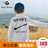 minipeace太平鸟童装男童2020春季新品运动白色衬衫字母胶印设计