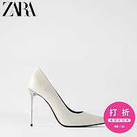 ZARA 新款 女鞋 白色塑料细跟高跟鞋 12218510001