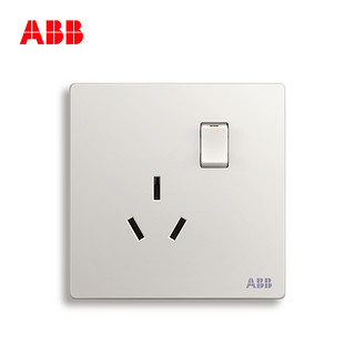 ABB开关插座 轩致无框 雅典白色 一开16A三孔带开关空调插座AF228
