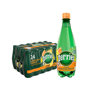 Perrier巴黎水进口含气橘子味饮料塑料瓶随享装矿泉水500ML*24瓶