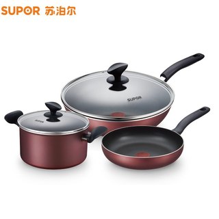 苏泊尔火红点三件套炒锅套装电磁炉官方旗舰店锅具不粘锅supor