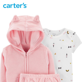 Carters儿童春装套装女宝宝爬服外套连体衣长裤三件套童装126H636