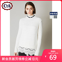 C&A女式拼接针织衫 半高领毛衣CA200184017