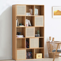 维莎北欧书架组合实木橡木中小户型现代简约多功能家用落地书柜