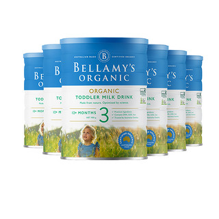 BELLAMY'S 贝拉米 Bellamy）有机幼儿配方奶粉3段(12月+) 900g*6罐箱装 澳洲原装进口