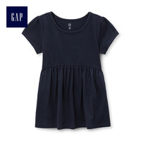 Gap女幼童圆领连衣裙式T恤春430252 简约纯色儿童短袖休闲上衣