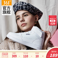 361°361高帮板鞋女鞋春季新款加绒保暖鞋子休闲鞋小白鞋运动鞋女士潮